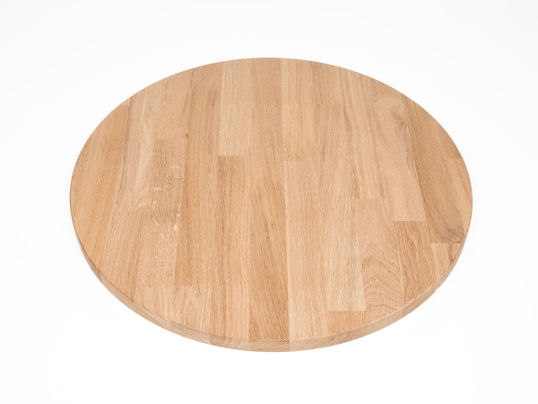 Round Tabletop Worktop Oak A/B, finger jointed lamellas, 26 mm, untreated